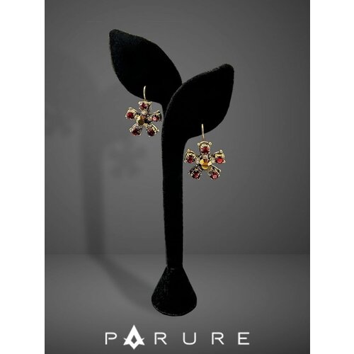 Серьги PARURE, искусственный камень, бордовый