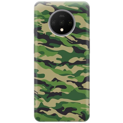 фото Gosso ультратонкий силиконовый чехол-накладка для oneplus 7t с принтом "темно-зеленое хаки"