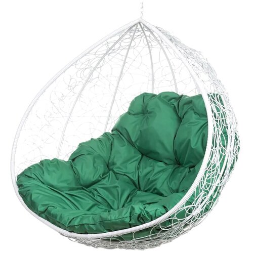 фото Кресло подвесное bigarden "gemini promo", белое, без стойки, зеленая подушка