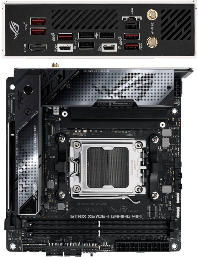 Материнская плата Asus ROG STRIX X670E-I GAMING WIFI, SocketAM5, AMD X670, mini-ITX - фото №9