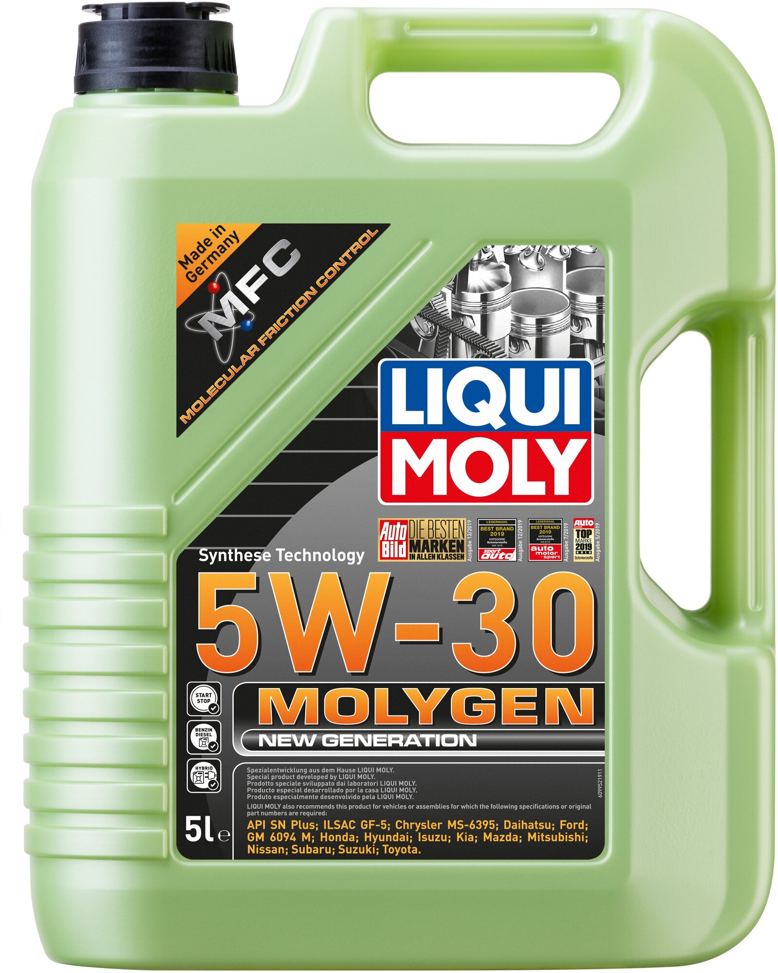 LIQUI MOLY НС-синтетическое моторное масло Molygen New Generation 5W-30 5л по цене 4л