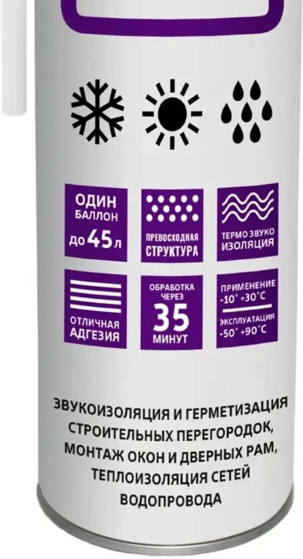 пена монтажная remont plus 45 бытовая всесезонная 0,55кг Master Teks - фото №4