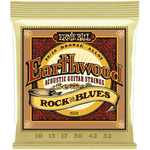 Струны для акустической гитары ERNIE BALL 2008 Earthwood 80/20 Bronze Rock&Blues 10-52 струны для акустической гитары ernie ball 2008 80 20 rock