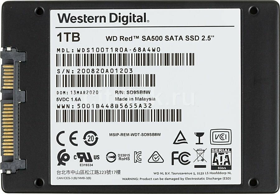 SSD накопитель WD Red SA500 1Тб, 2.5", SATA III - фото №4