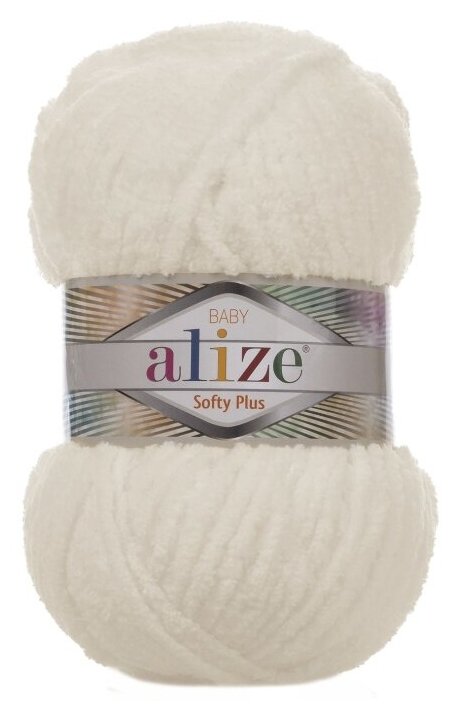 Пряжа Alize Softy Plus, 100 г, 120 м, 5 шт., 62 светло-молочный