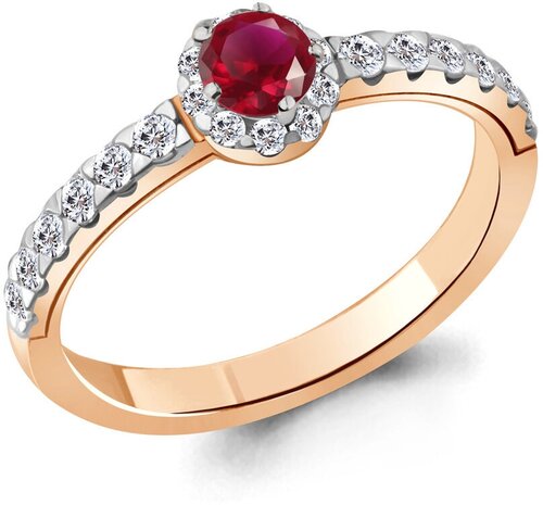 Кольцо Diamant online, золото, 585 проба, бриллиант, рубин, размер 17