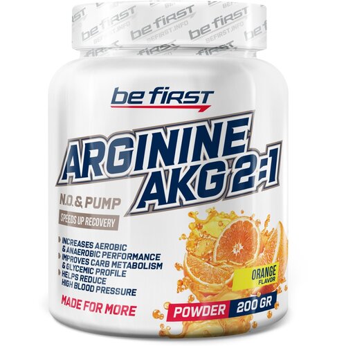 Аминокислота Be First AAKG 2:1 Powder, апельсин, 200 гр. аминокислота be first 2 1 1 classic powder без вкуса 200 гр