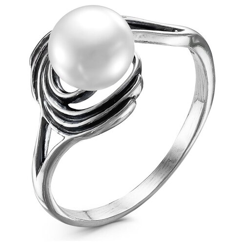 Перстень Красная Пресня, серебро, 925 проба, чернение, оксидирование, жемчуг культивированный, размер 17.5 ожерелье женское из серебра 925 пробы с жемчугом