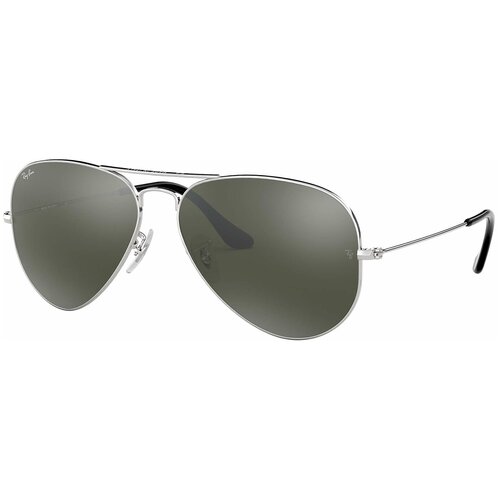 Солнцезащитные очки Ray-Ban, авиаторы, оправа: металл, зеркальные, серебряный