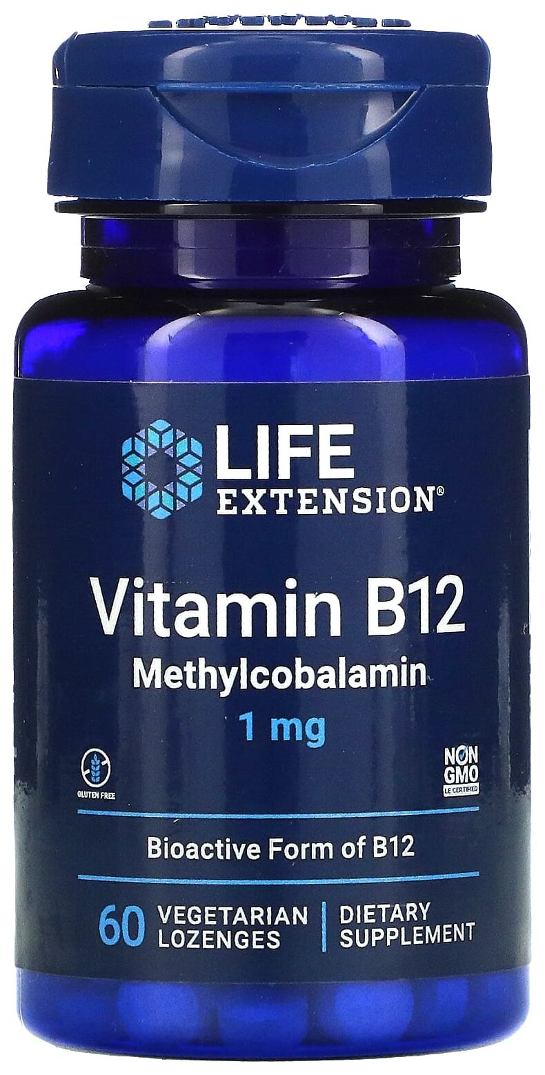 Пастилки Life Extension Vitamin B12 Bioactive form, 1 мг, 60 шт.