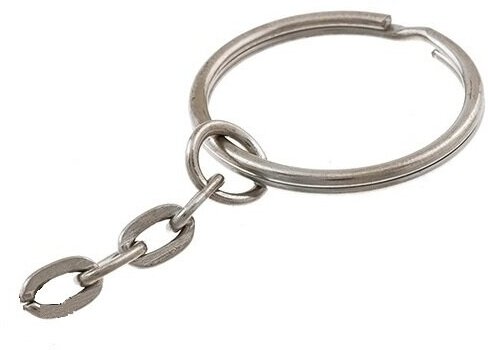 Кольцо с цепочкой основа для брелков серебро КР-5 (50 штук в комплекте)
