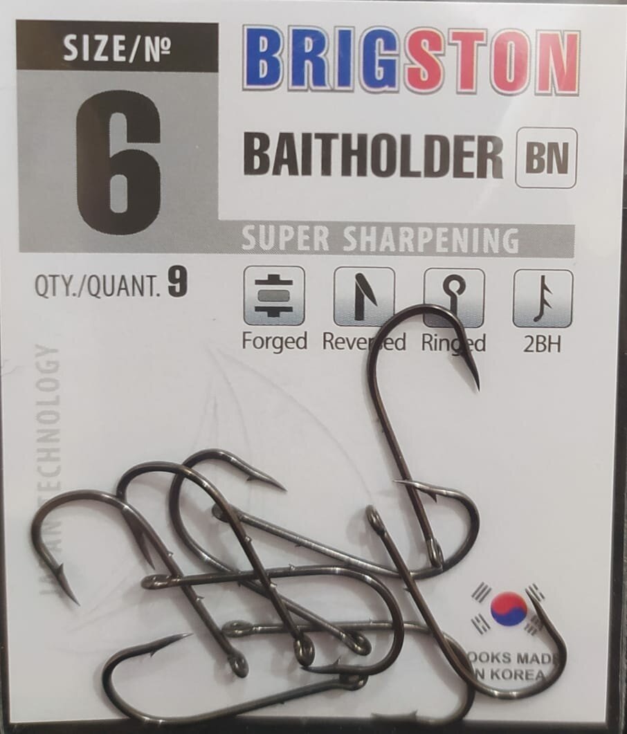 Рыболовные крючки Brigston Baitholder (BN) 2BH №6 упаковка 9 штук