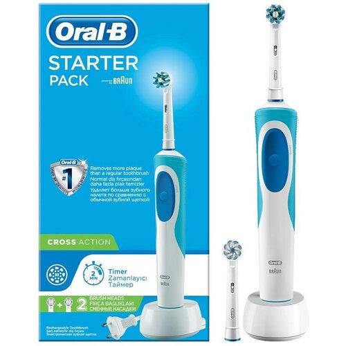 Электрическая зубная щетка Oral-B Vitality D125231 Starter Pack белыйсиний 320000₽