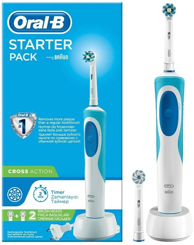 Электрическая зубная щетка Oral-B Vitality D12.523.1 Starter Pack белый/синий
