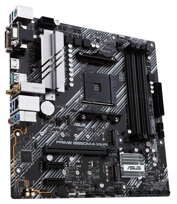 ASUS Материнская плата Asus PRIME B550M-A WI-FI Soc-AM4 AMD B550 4xDDR4 mATX AC97 8ch71 GbLAN RAIDVGADVIHDMI