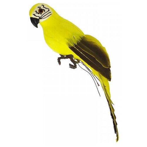 Попугай перьевой Пират малый пиратский на плечо, цвет желтый, размер 25 см. Пиратская вечеринка.