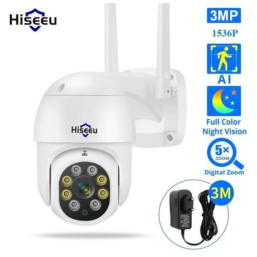 Уличная поворотная IP камера видеонаблюдения WiFi Smart Camera Hiseeu WHD313 30mp-1536P белая 379000₽