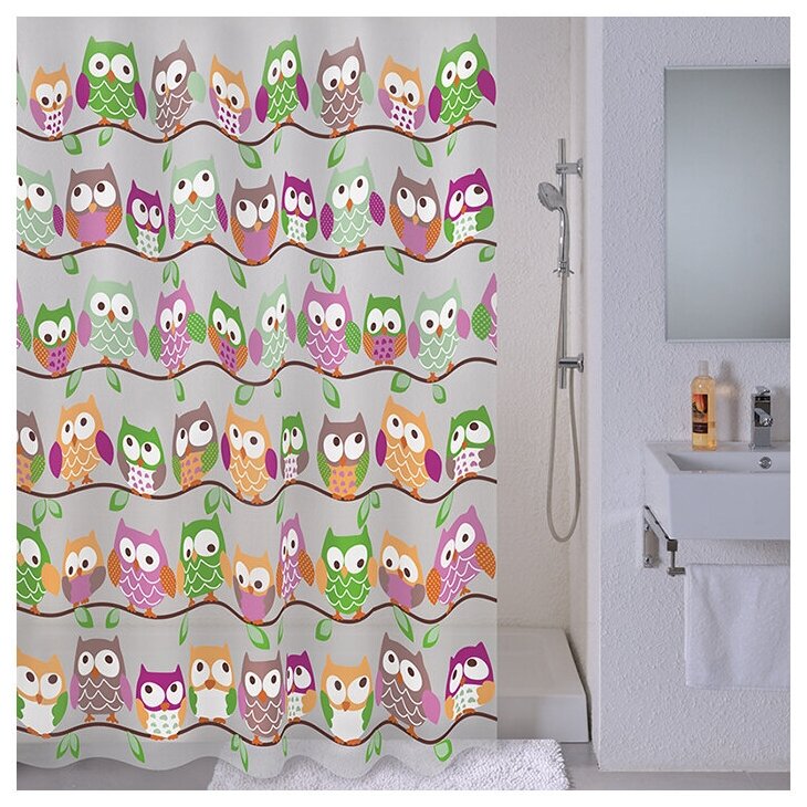 Штора для ванной комнаты Milardo 180*180 см, PEVA, Cheeky owls, 530V180M11