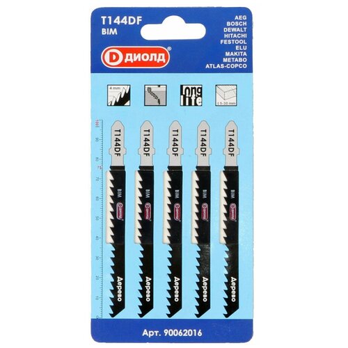 Полотно для лобзика Диолд BIM шаг зубьев 4 мм длина рабочей части 75 мм Т144DF 5шт 700₽