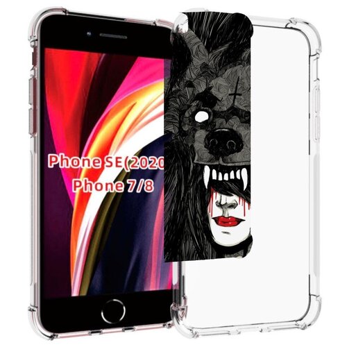 Чехол MyPads девушка в шкуре волка женский для iPhone 7 4.7 / iPhone 8 / iPhone SE 2 (2020) / Apple iPhone SE3 2022 задняя-панель-накладка-бампер чехол mypads девушка неоновый фон женский для iphone 7 4 7 iphone 8 iphone se 2 2020 apple iphone se3 2022 задняя панель накладка бампер