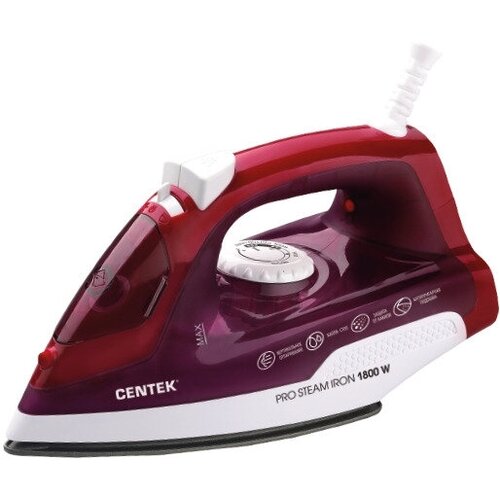 Утюг Centek CT-2347 PURPLE (пурпур) 1800Вт, антипригар. подошва, паровой удар, самоочистка, 200мл