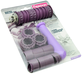 Скалка Fissman 8454 пластиковая с набором насадок, 12 см, фиолетовый
