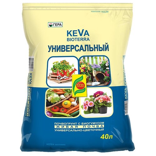 почвогрунт гера keva bioterra для томатов и перцев 10 л 2 2 кг Почвогрунт Гера Keva Bioterra универсальный, 40 л, 8.5 кг