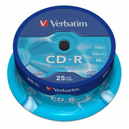 Диск CD-R Verbatim 700Mb 52x Cake Box 25шт 43432 диск cd r verbatim 700mb 52x cake box 25шт 43432