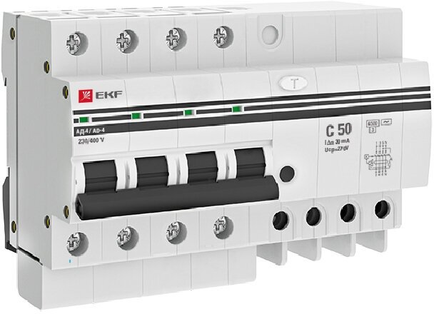 фото Дифференциальный автомат EKF АД-4 4П C 4.5 кА AC электронный