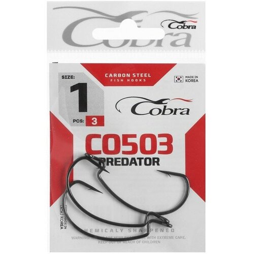 крючки офсетные cobra l worm сер co503 006 3шт Крючки офсетные Cobra L-WORM сер. CO503 разм.001 3шт.