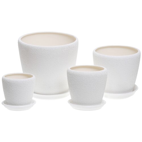 фото Набор кашпо грация 4 шт: 10л, 4,5л, 2,3л, 1,2л шелк белый ориана