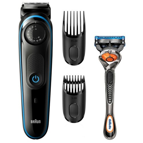 Триммер Braun BT3240 + Бритва Gillette + 1 кас черный/синий (насадок в компл:2шт)