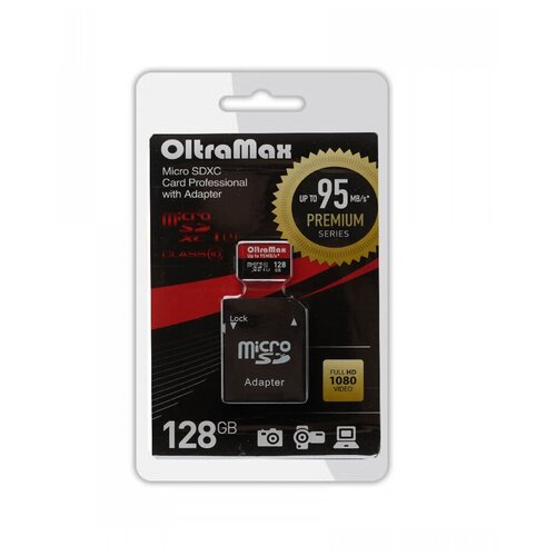 OLTRAMAX MicroSDXC 128GB Class 10 UHS-1 PREMIUM (U3) + адаптер (SD 95 MB/s) [OM128GCSDXC10UHS-1-PrU3] карта памяти для nissan leaf 2017 2018 connect t3 германия литва sd навигация gps