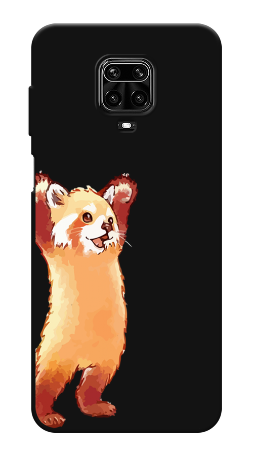 Матовый силиконовый чехол на Xiaomi Redmi Note 9S / Сяоми Редми Нот 9S Красная панда в полный рост, черный