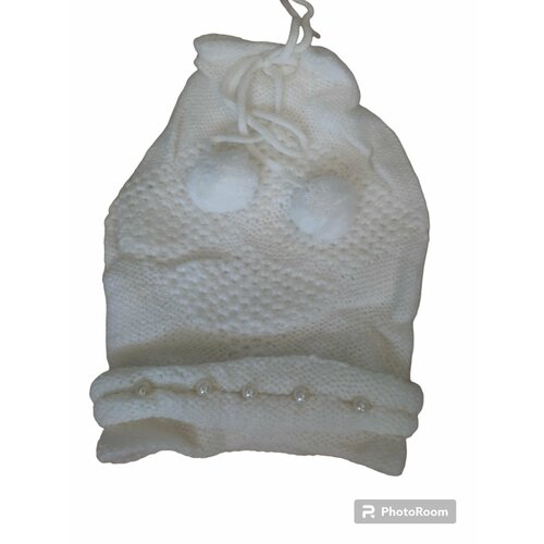 фото Шапка шапка вязанная подростковая, размер 50, белый нет бренда