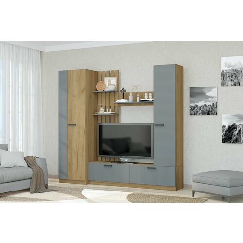 Стенка для гостиной Юджи Дуб Крафт ЗолотойГрафит 20455₽