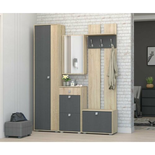 Комплект мебели для прихожей Монако-2 Композиция 1 Дуб СономаГрафит 24750₽