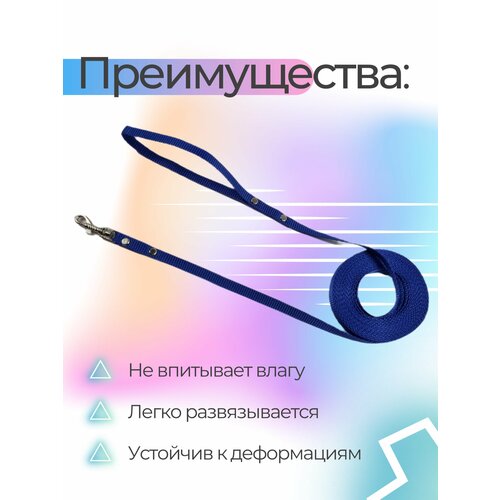 Поводок Хвостатыч для собак нейлоновый классический 1,5 м х 10 мм (синий)