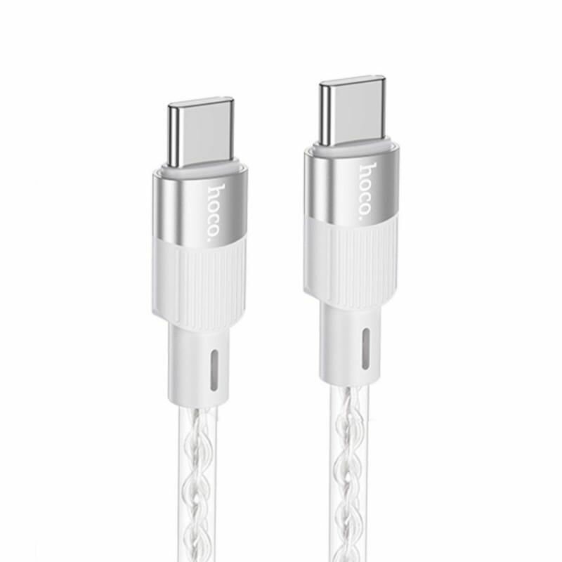 Кабель USB-C Type-C Hoco X99 (3A/60W/PD/прозрачный силикон/термостойкий) <серый>