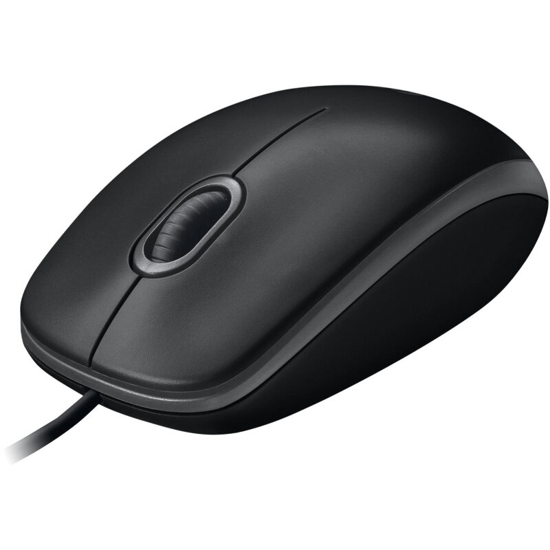 Мышь Logitech B100 for business, оптическая, проводная, USB, черный [910-006605]