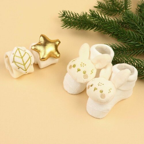Подарочный набор: браслетики - погремушки и носочки - погремушки на ножки «Малыши» подарочный набор женские носочки с конфетами
