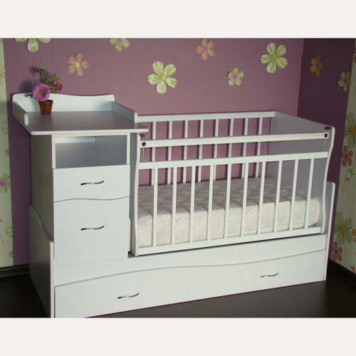 Изображение товара Кровать-трансформер маятник Островок уюта Чунга-Чанга Белый Размеры: Высота 1020мм Глубина 690мм Ширина 1850мм