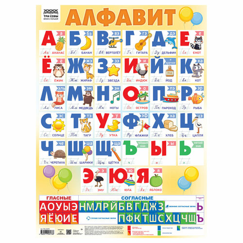 Плакат обучающий ТРИ совы Алфавит 440600мм 10 штук 854₽