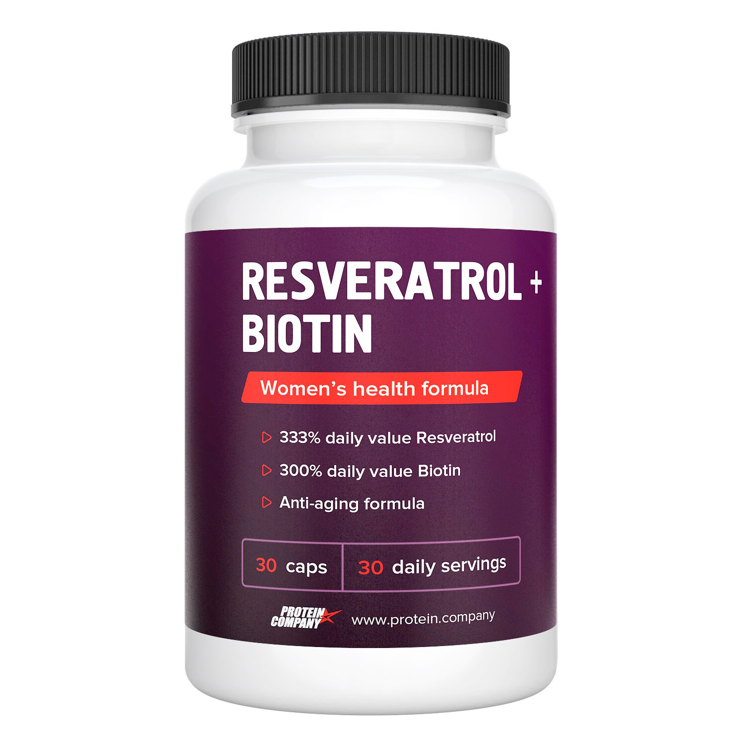 Ресвератрол + Биотин комплекс для женского здоровья 30 капсул. 100 мг Resveratrol + 150 мкг Biotin в одной капсуле.