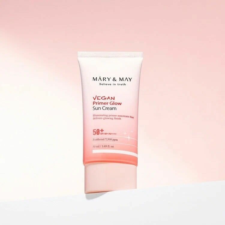 Крем-праймер cолнцезащитный | Mary & May Vegan Primer Glow Sun Cream SPF50+ PA++++ 50ml