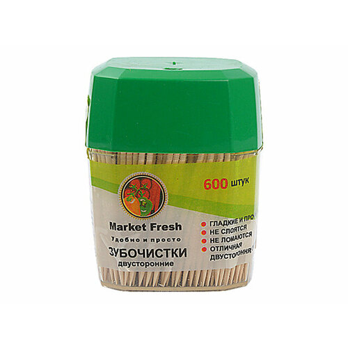 Зубочистки market fresh 600шт двусторонние диспенсер