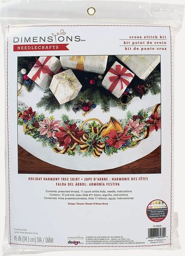 Изображение товара 70-08939 Набор для вышивания крестом DIMENSIONS Holiday Harmony Tree Skirt "Гармония праздника. Скатерть-юбочка под елку"