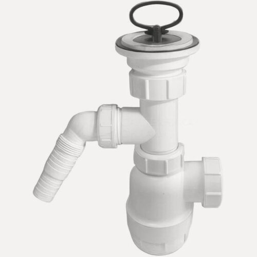 Изображение товара Сифон бутылочный Mcalpine MRSK3, 1 1/2" х 40 мм с вып. 70 мм нерж, пробкой, адапт. д/сл, выход 40 мм компрес.