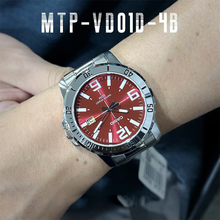 Наручные часы CASIO Collection, бордовый, серебряный, красный — фото 1