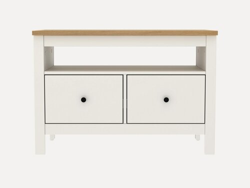 Изображение товара Тумба Гуд Лакк сага 2 ящика, ЛДСП, 90.4 x 41.4 x 62.2 см, белый/ясень